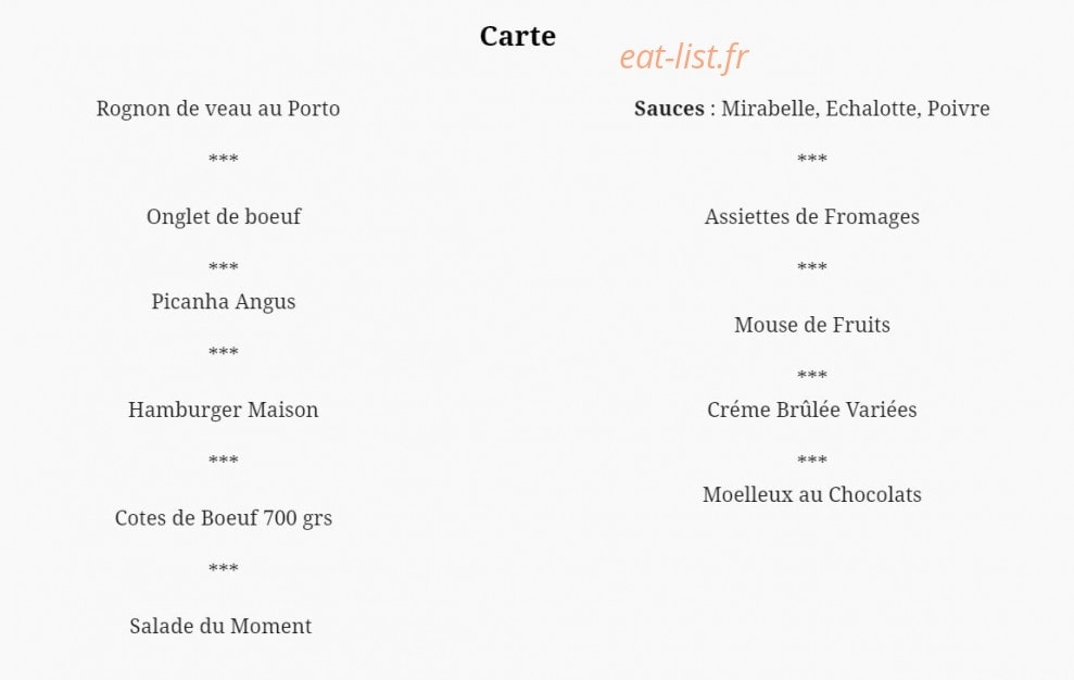 O'Resto — carte page 1