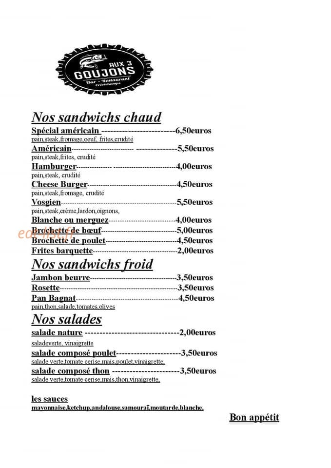 Aux Trois Goujons — carte page 1