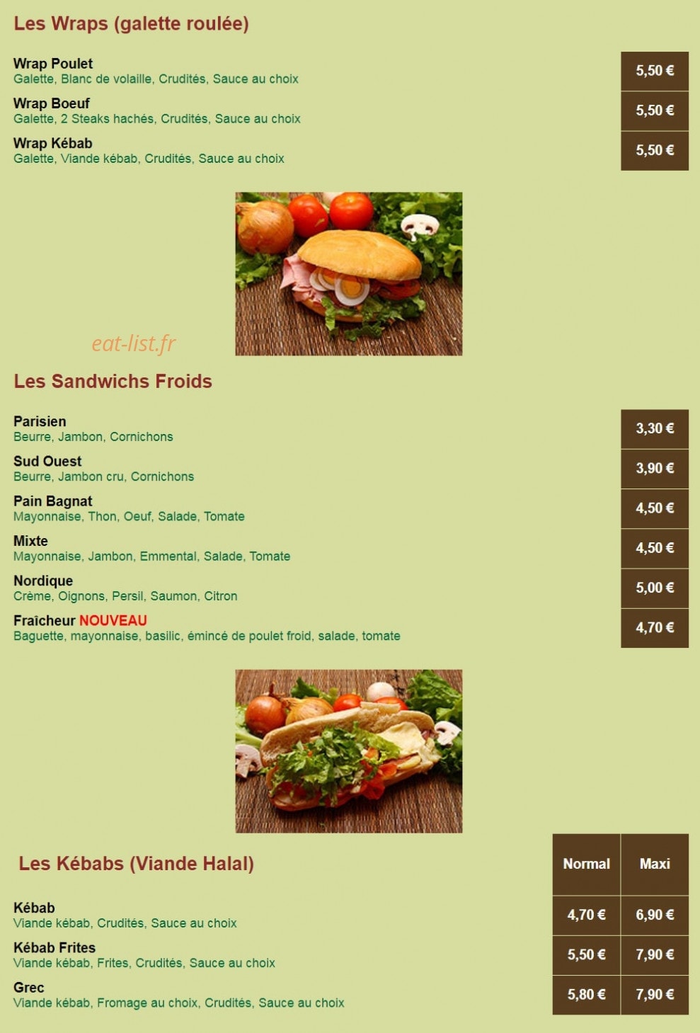 Artiz'Pizza — carte page 4