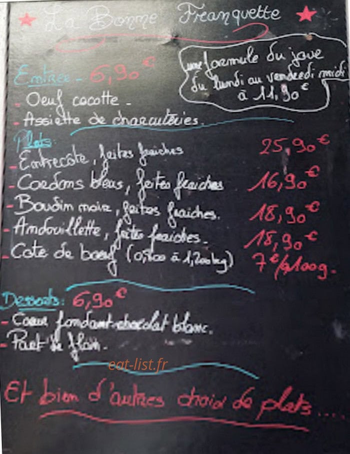 La Bonne Franquette — carte page 1
