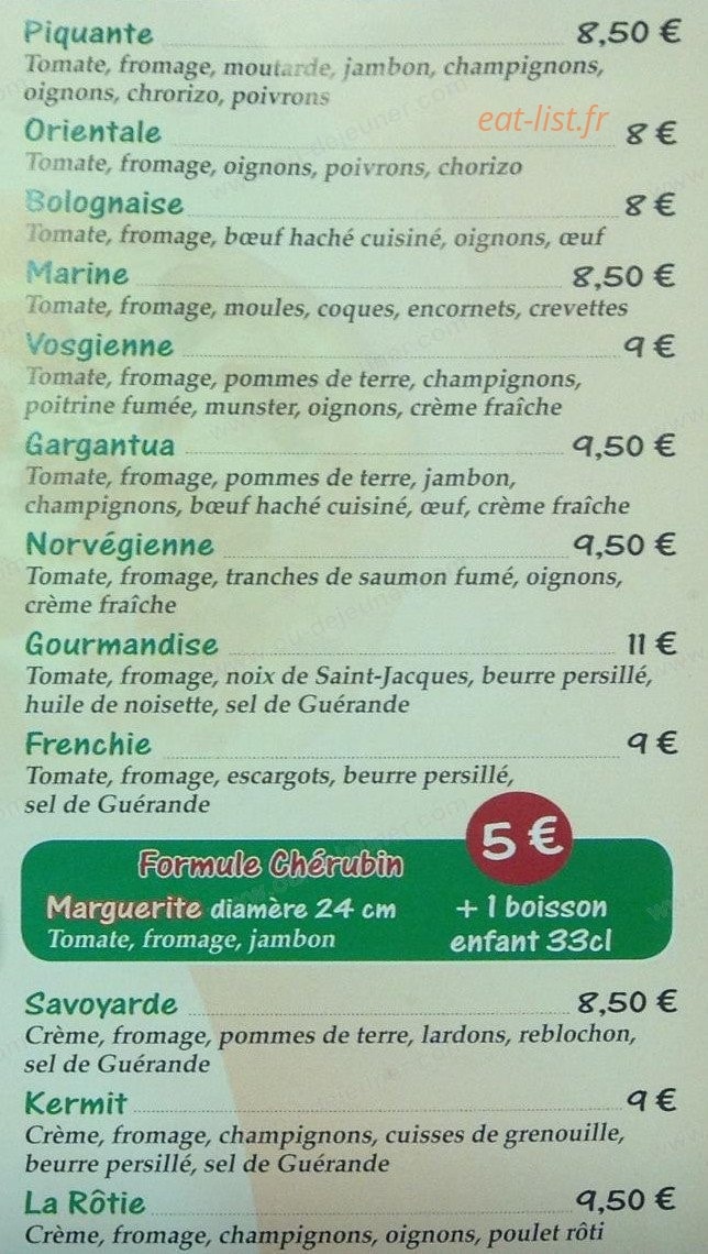 Pizza du Chateau — carte page 2