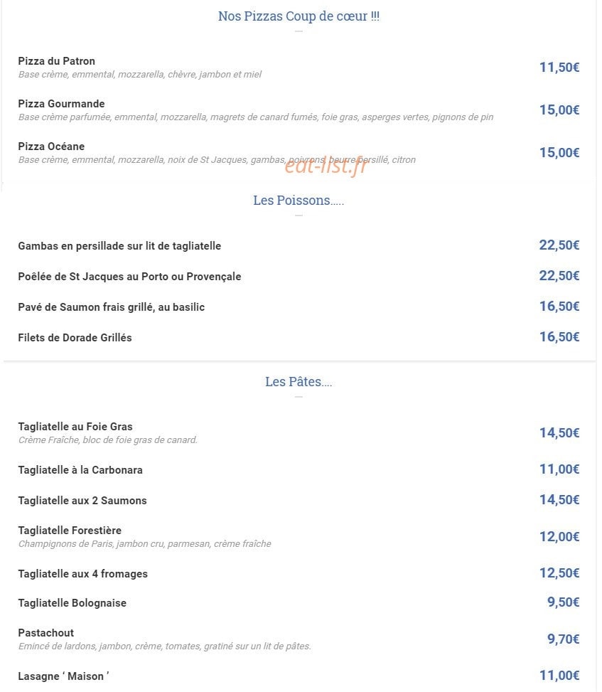 Restaurant Pizzeria Le Capri — carte page 4