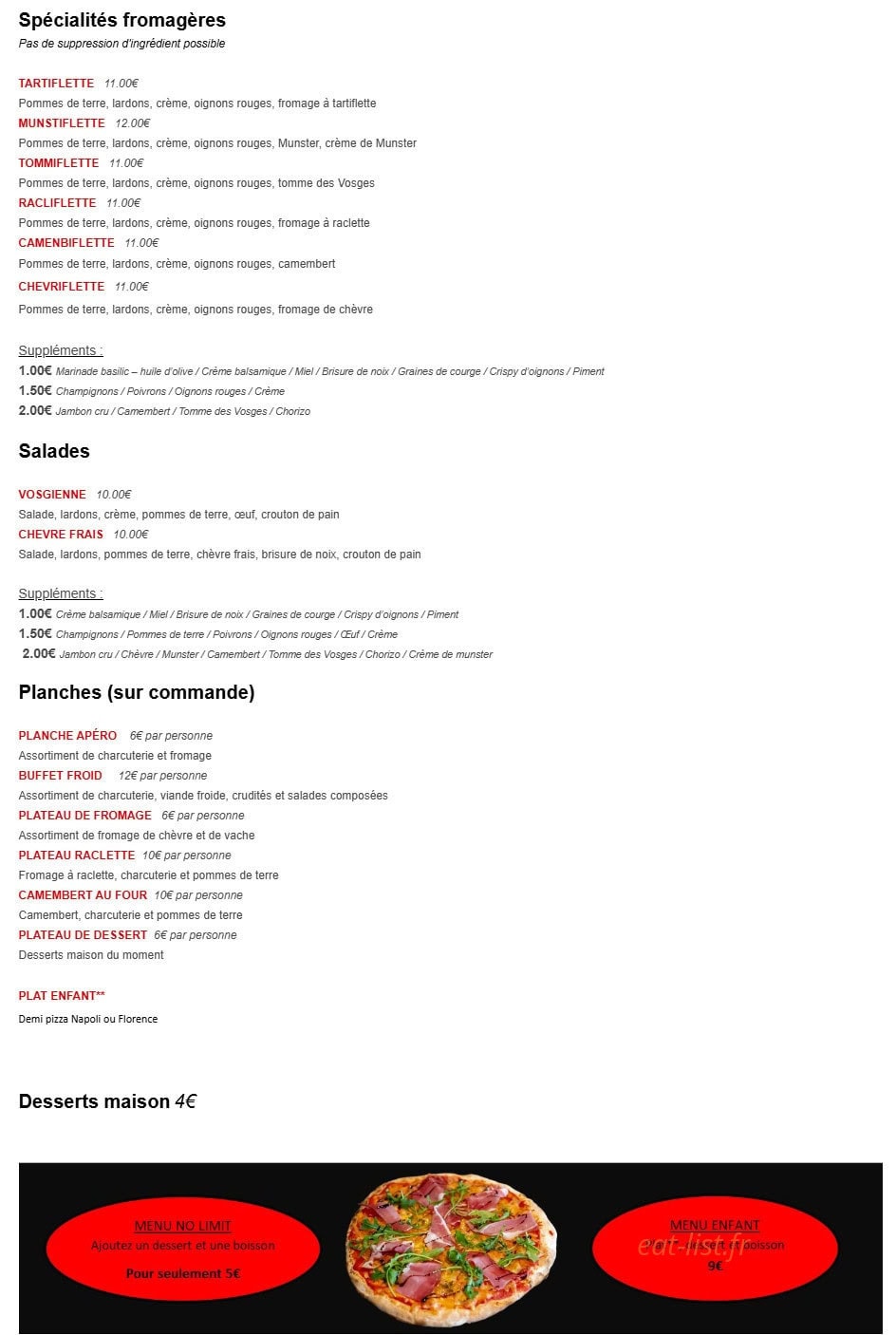 Saveurs du coin — carte page 2