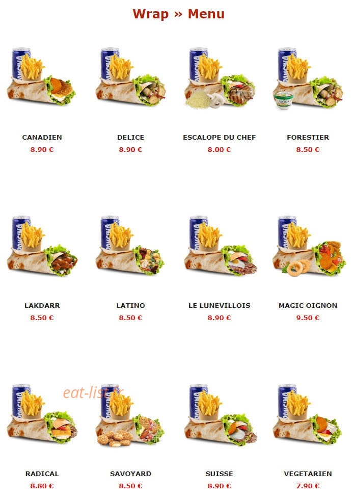 Urban food — carte page 8