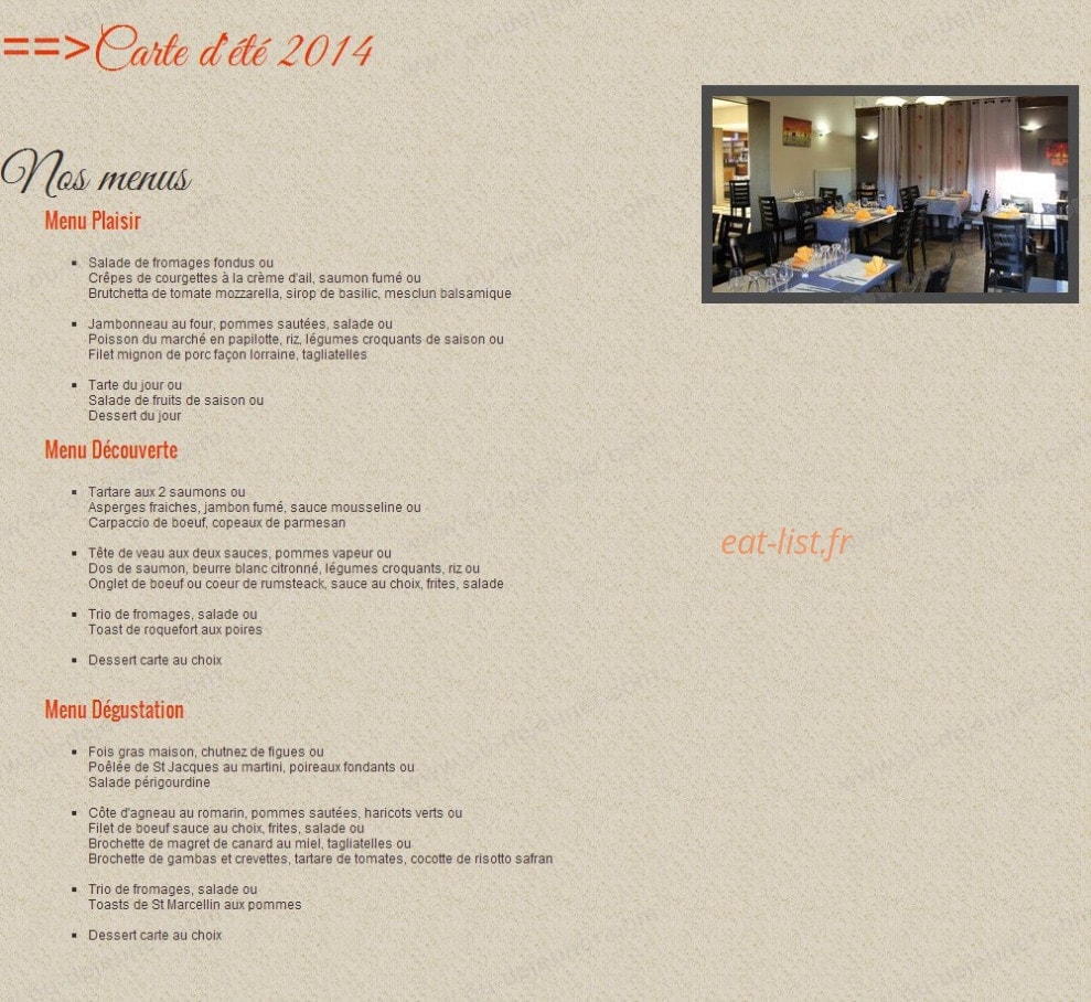 Au Péché Mignon — carte page 1