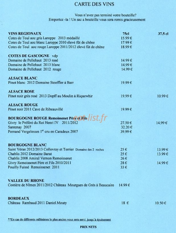 Restaurant Le Pompéen — carte page 3
