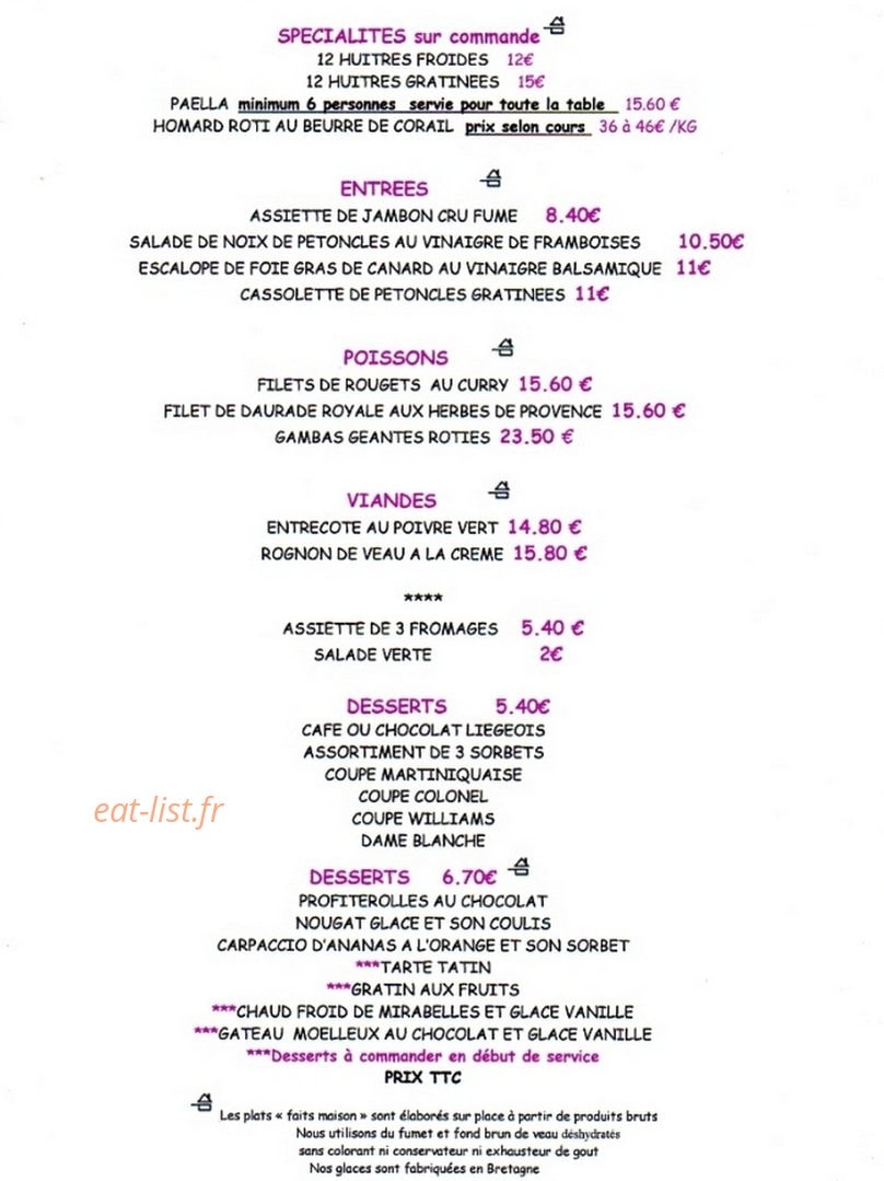 Restaurant Le Pompéen — carte page 1