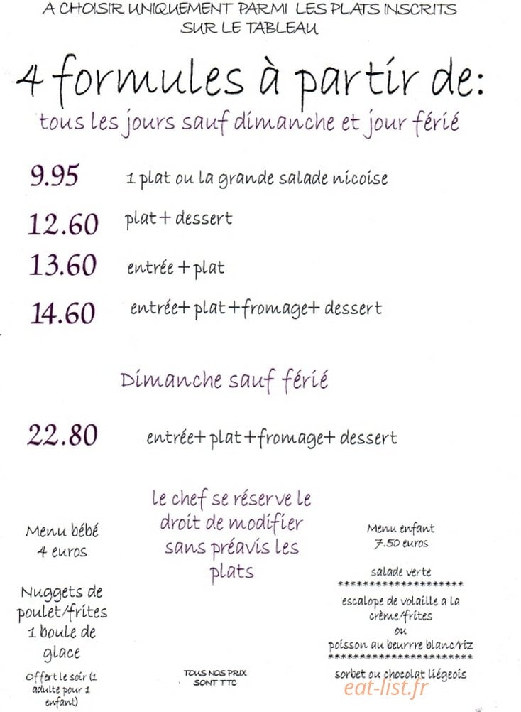 Restaurant Le Pompéen — carte page 2