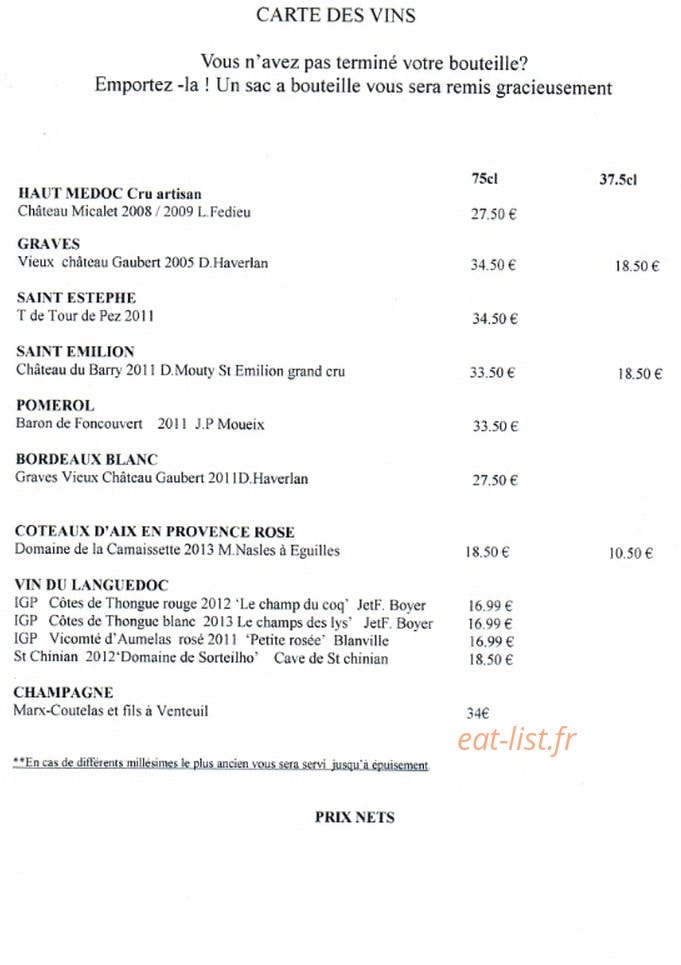 Restaurant Le Pompéen — carte page 4