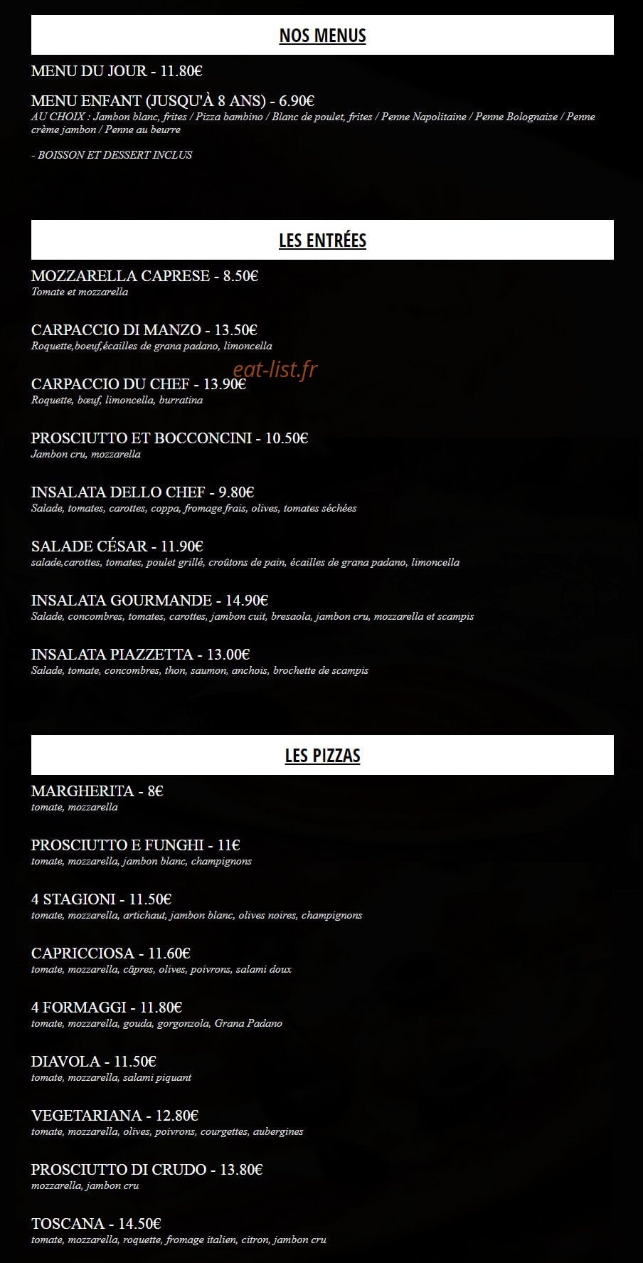 La Piazzetta — carte page 1