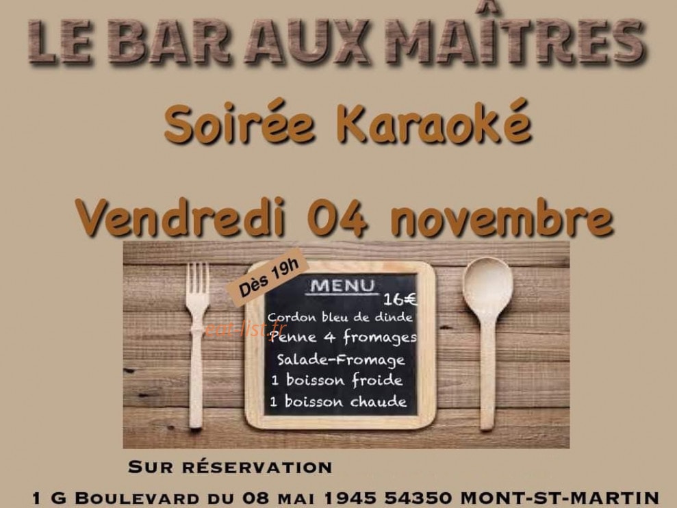 Le Bar Aux Maîtres — carte page 1
