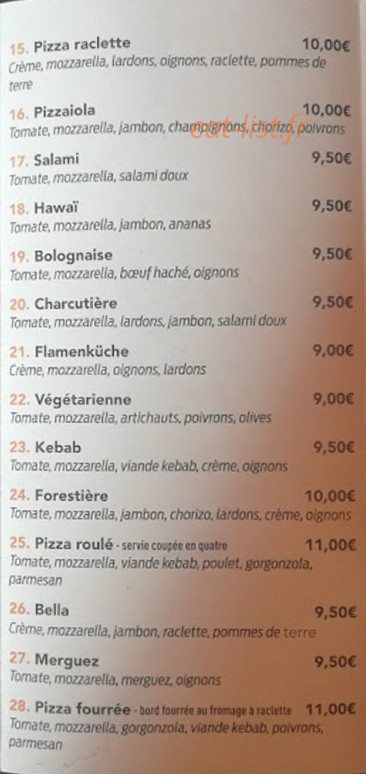 Pizza Ambra — carte page 3