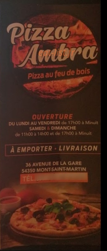 Pizza Ambra — carte page 1