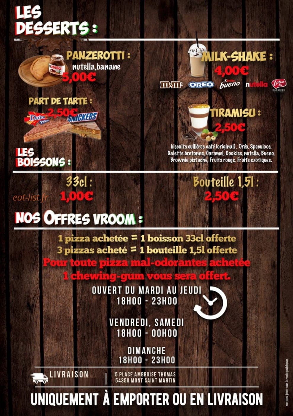 Vroom Pizza — carte page 4