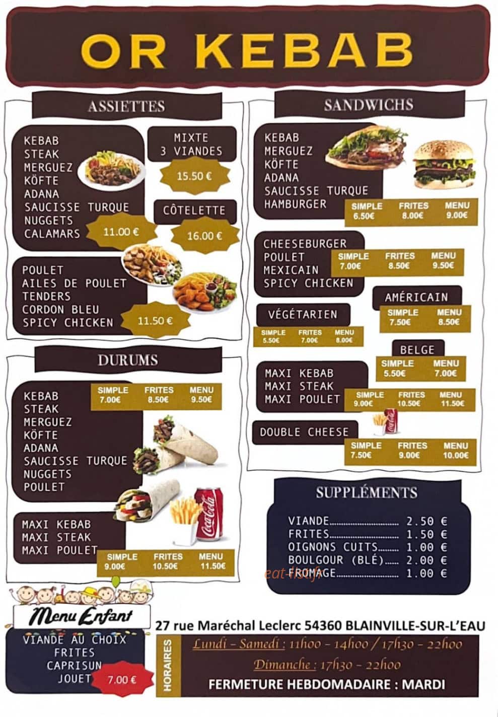 Or Kebab — carte page 1