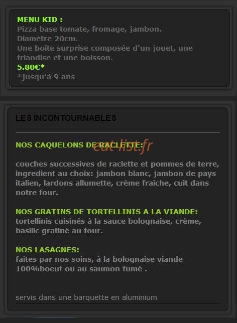 La Pizz ' a Greg — carte page 1