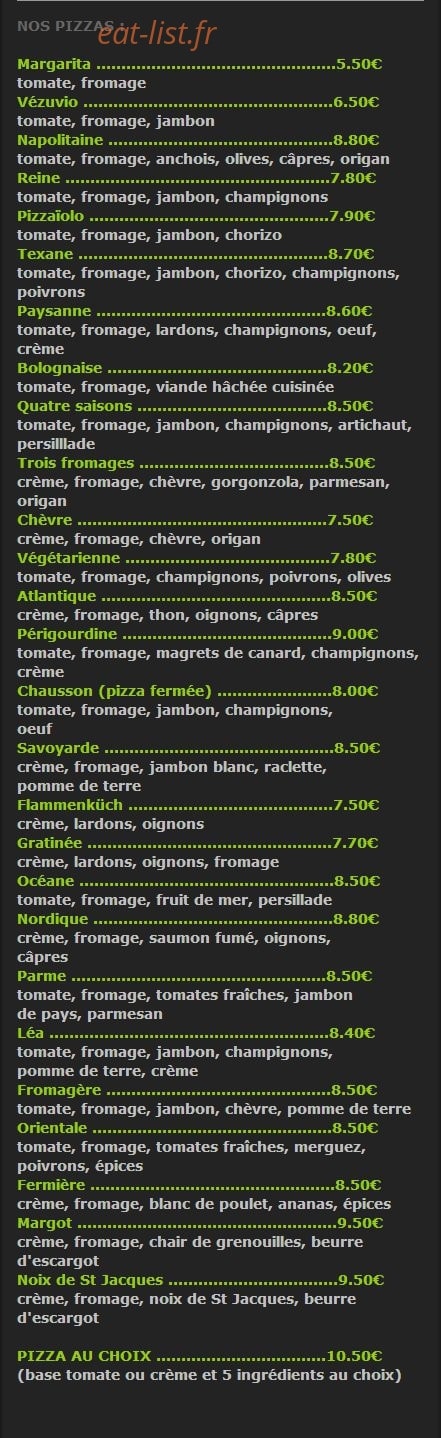 La Pizz ' a Greg — carte page 2