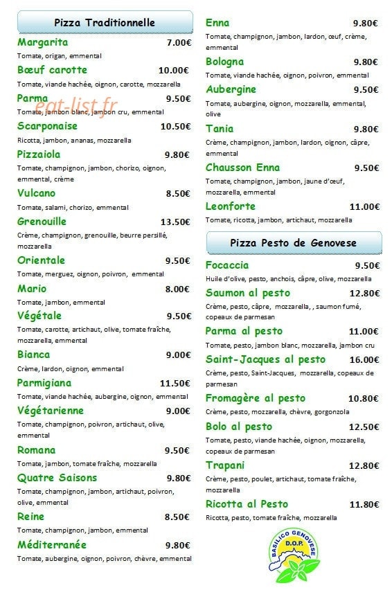 Enna Pizza — carte page 2