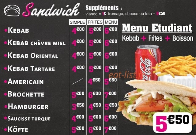 Kebab rossignol — carte page 1