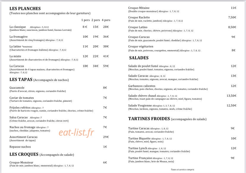 Caracas - Cocktails u0026 Tapas — carte page 1