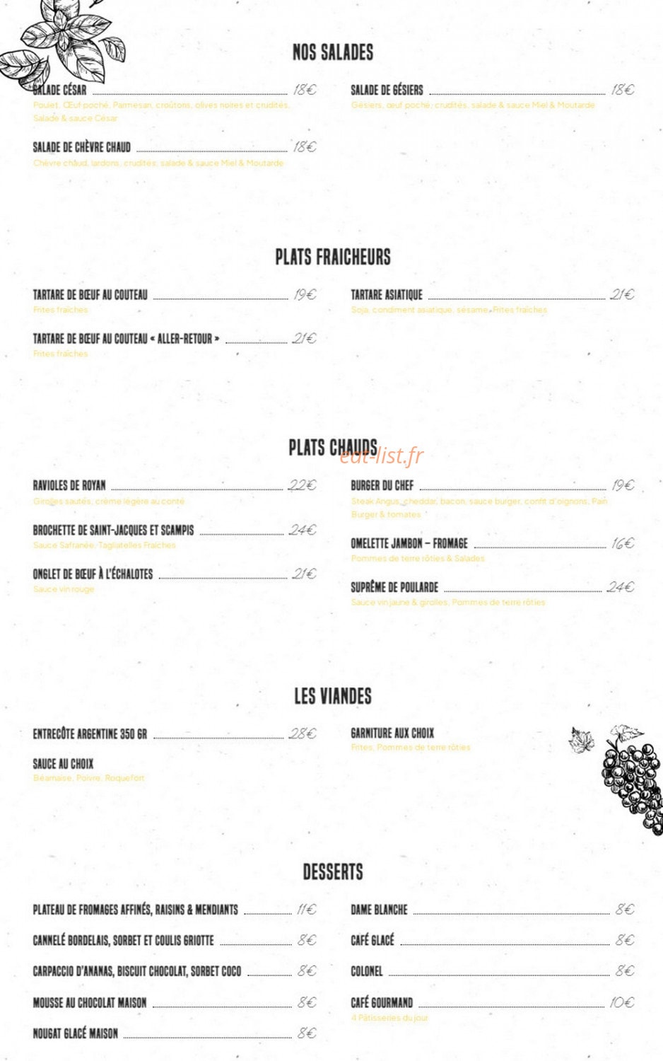 La Table d'Oscar — carte page 2