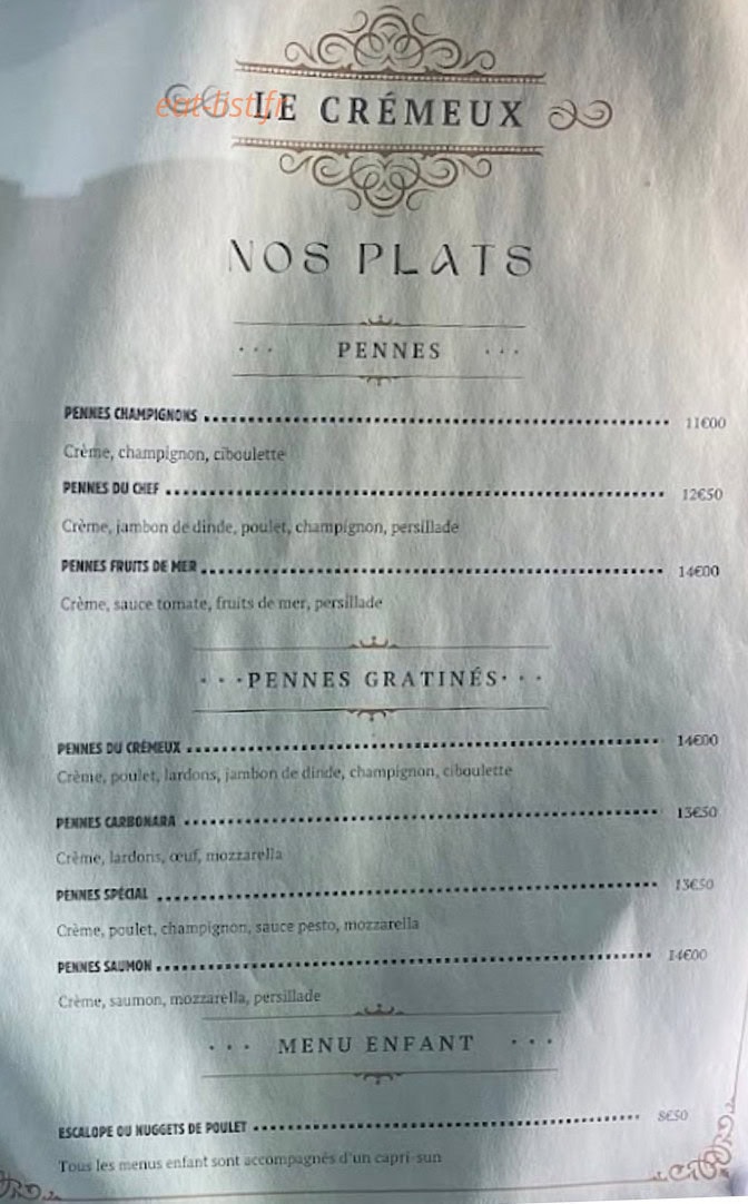 Le Cremeux — carte page 2