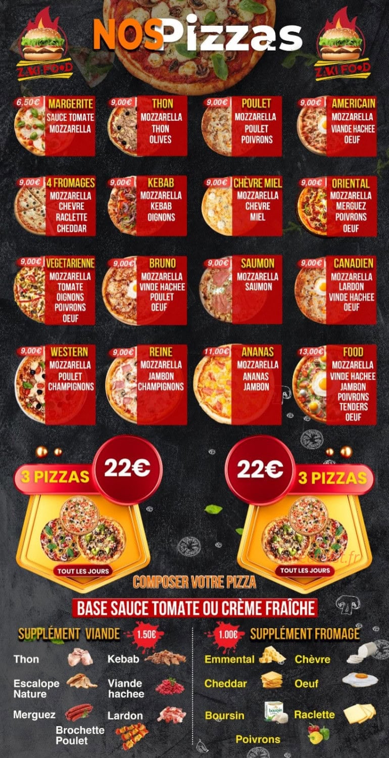 Zaki Food — carte page 1