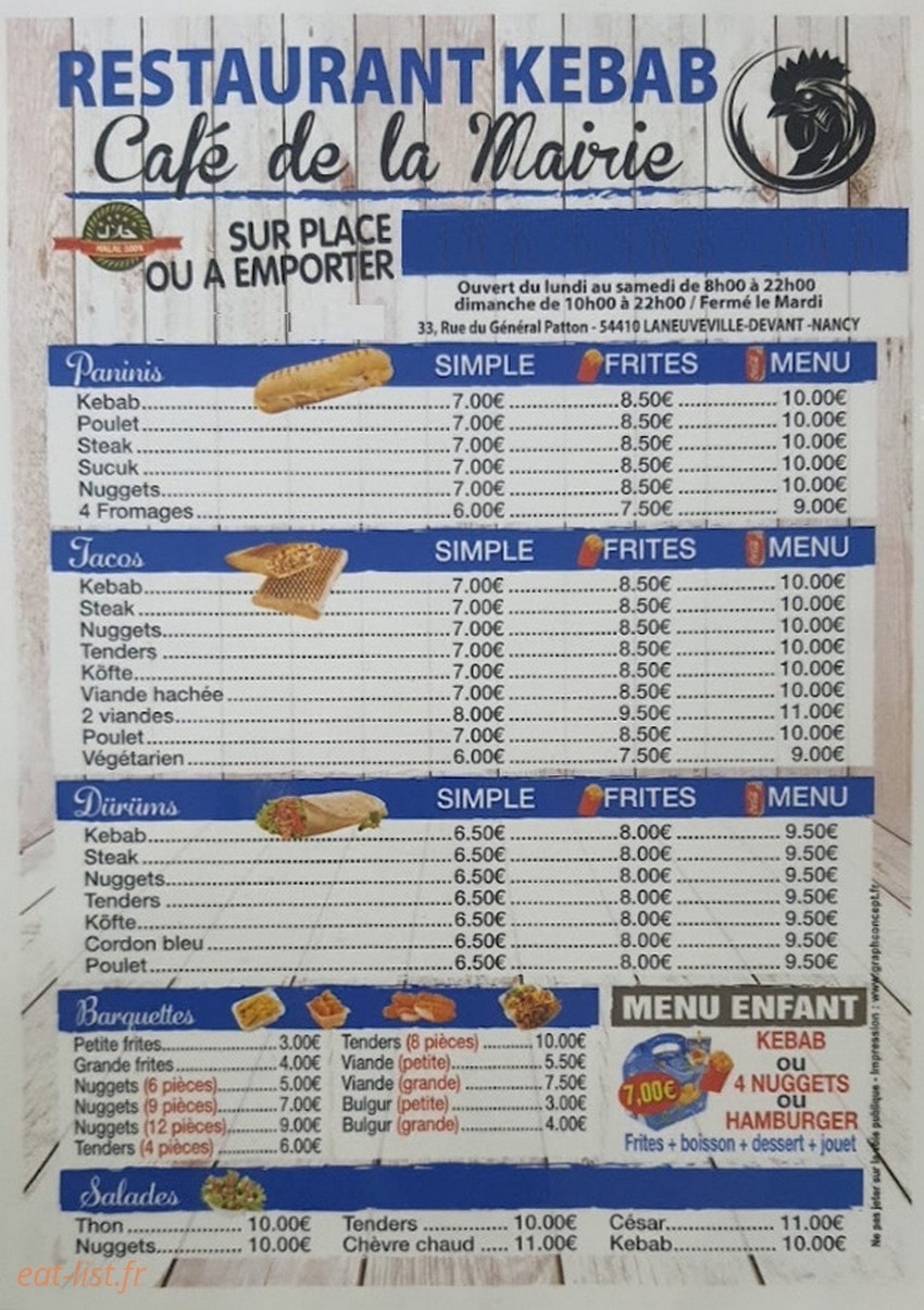 Restaurant De La Mairie — carte page 2