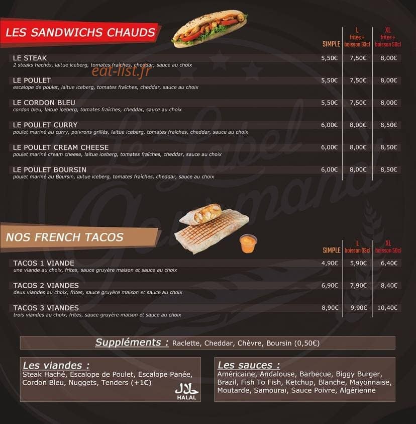 Le Label Gourmand — carte page 1