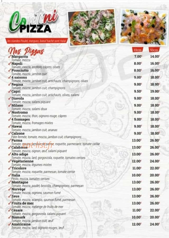 Contini Pizza — carte page 2