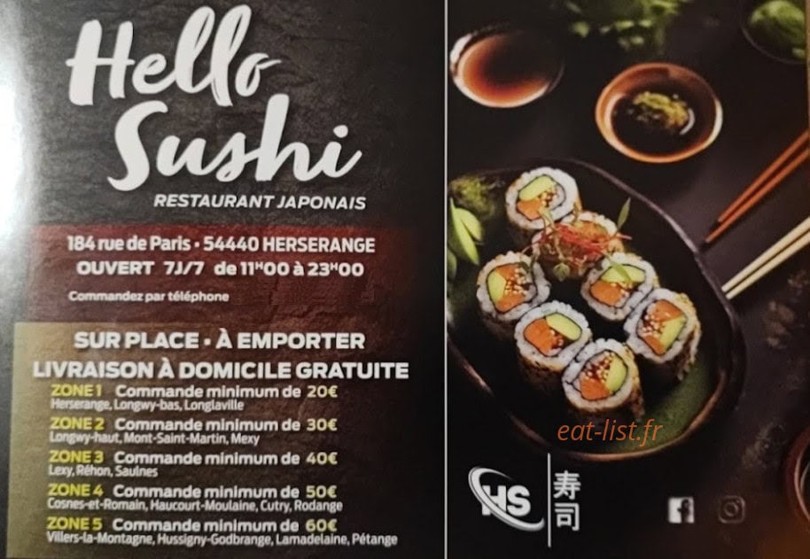 Hello sushi — carte page 1