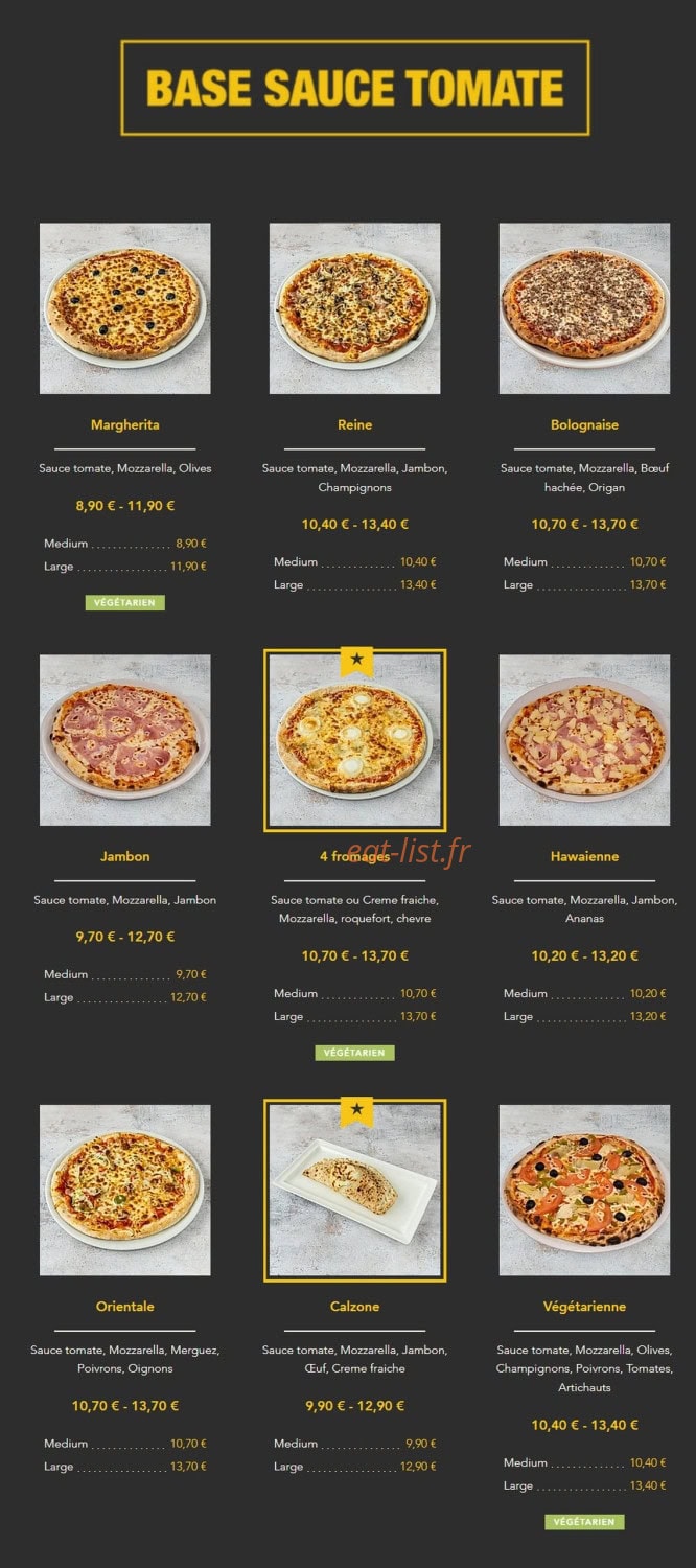 Pizzeria Tempio — carte page 1