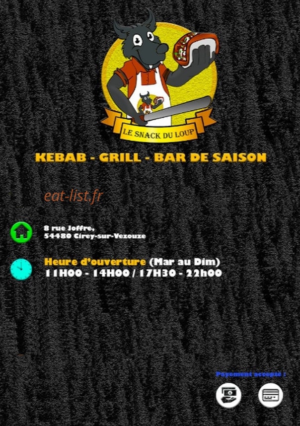 Carte et menu de Le Snack Du Loup à Cirey sur Vezouze — Carte te menu Le Snack Du Loup Cirey-sur-Vezouze