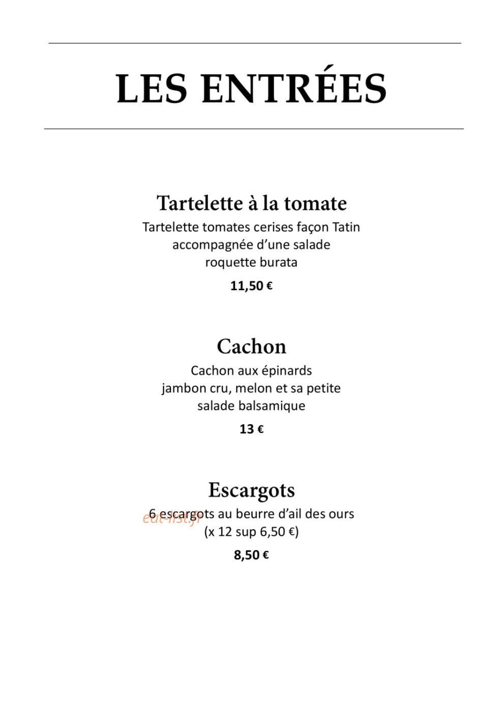 Un P'tit Régal — carte page 1