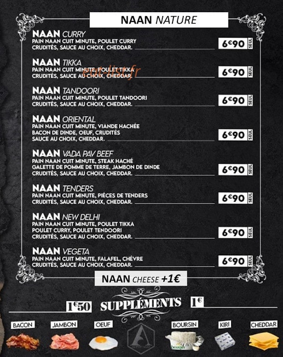 Au p'tit naan — carte page 2