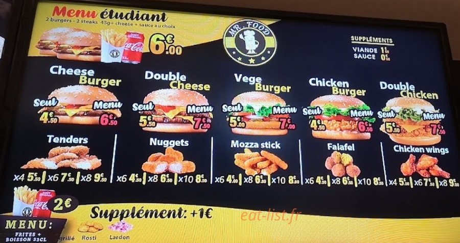 Mr.food — carte page 1