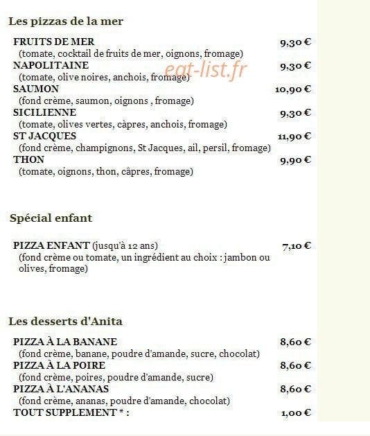Pizza Tonio — carte page 2
