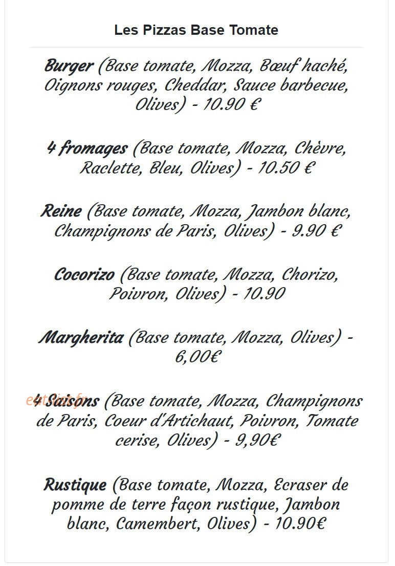 Les 4 Saisons — carte page 1