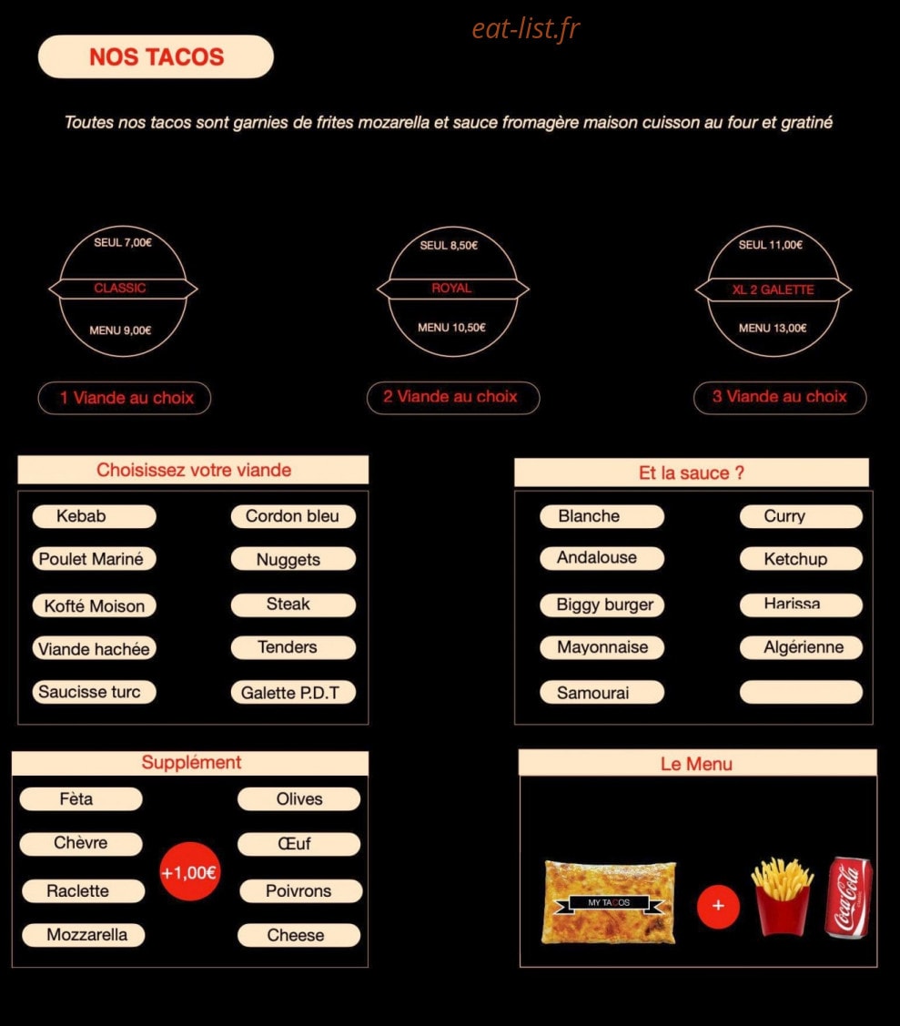 My Tacos & Kebab — carte page 2