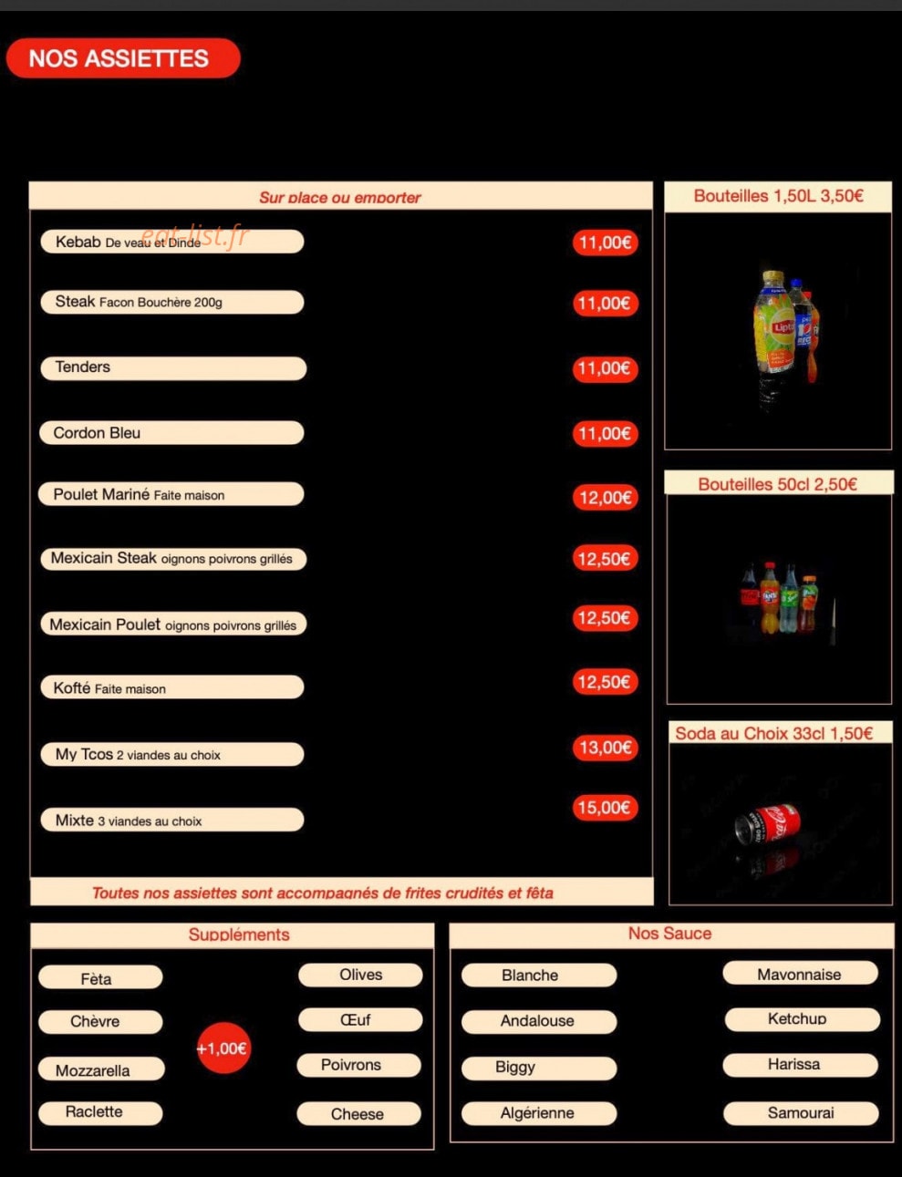 My Tacos & Kebab — carte page 1