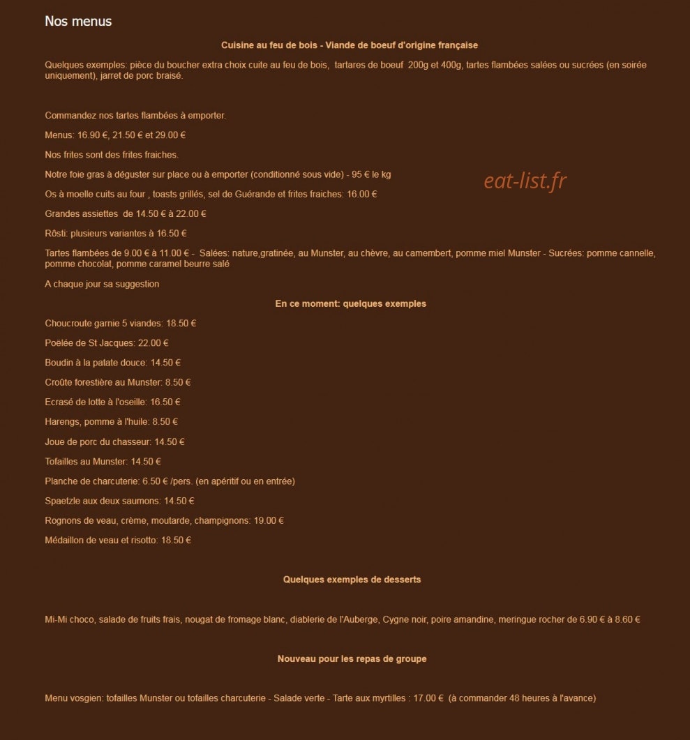 L'Auberge des 4 Vents — carte page 1