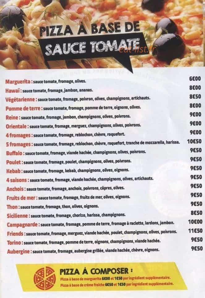 Pizza Bakir Friends — carte page 1