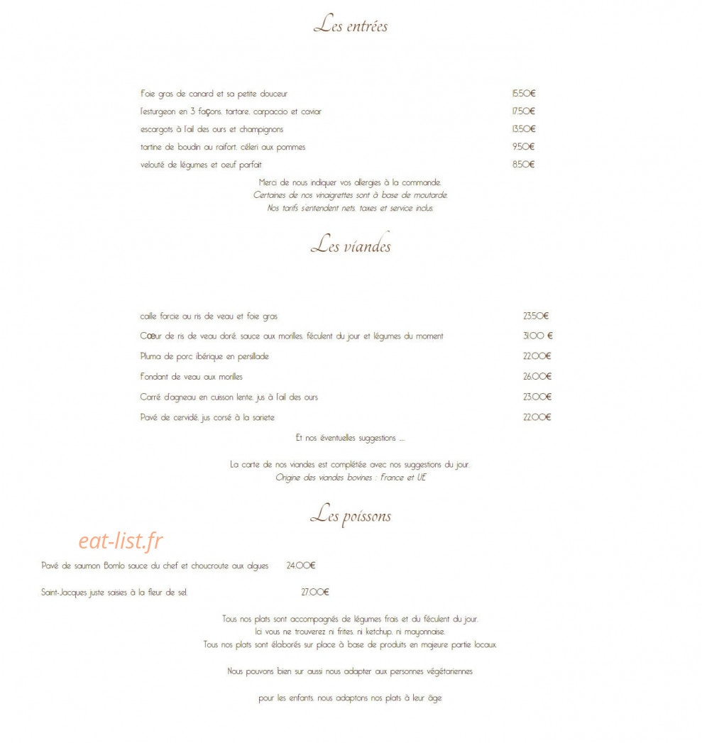 Le Chalet — carte page 1