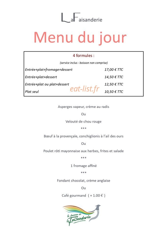 La Ferme de la Faisanderie — carte page 1