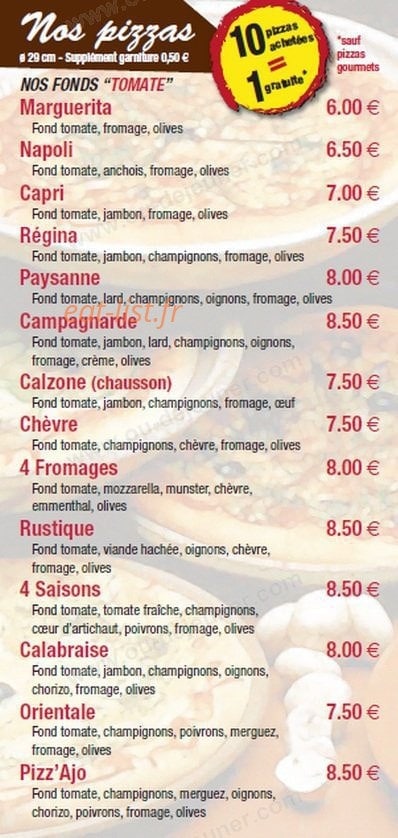 Pizz'Ajo — carte page 2