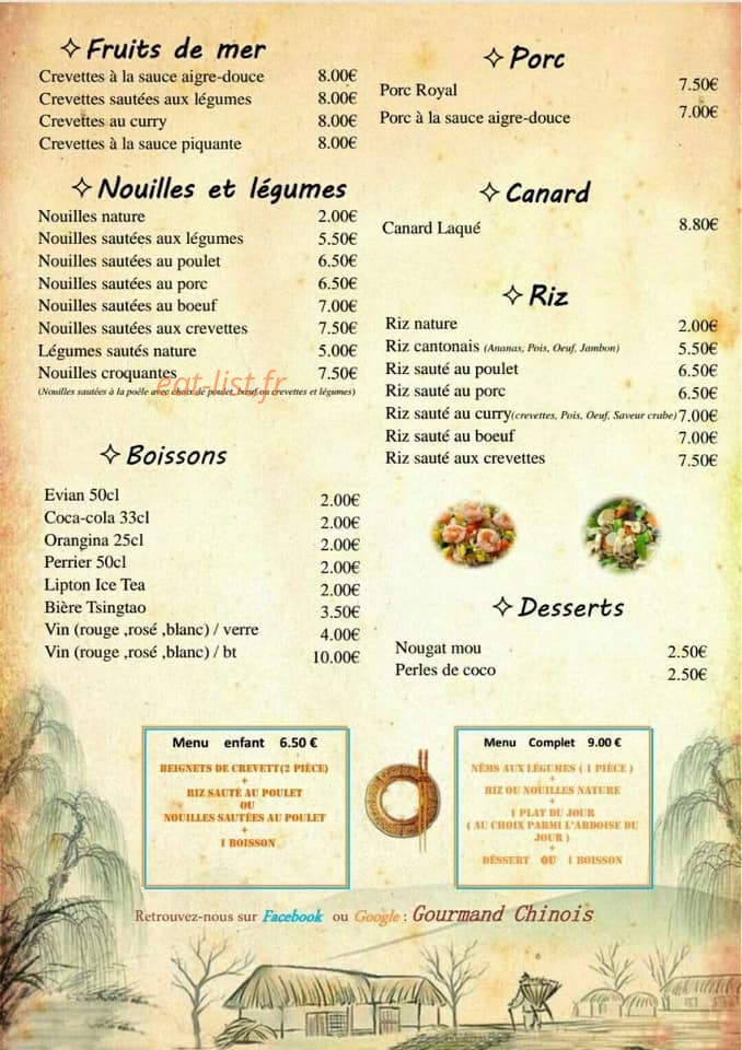 Gourmand Chinois — carte page 2