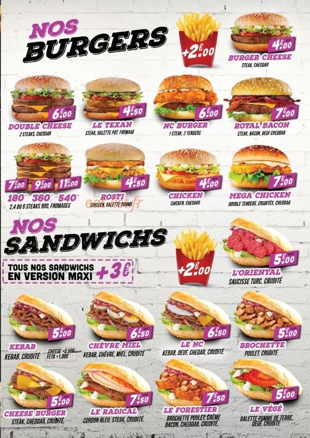 NC restaurant — carte page 3