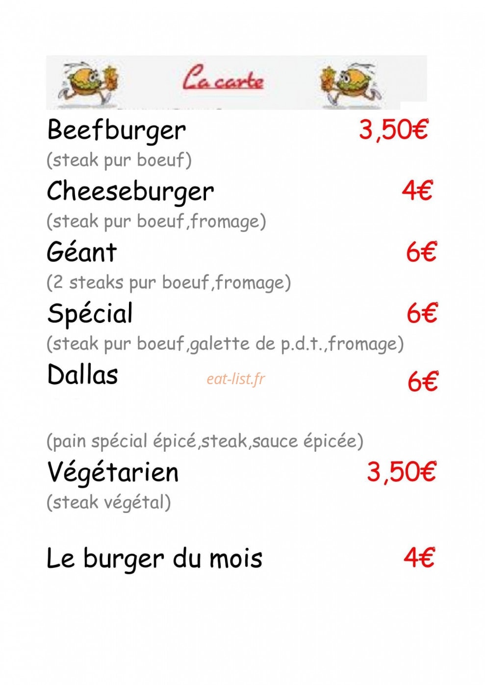 Berg-Burger — carte page 1
