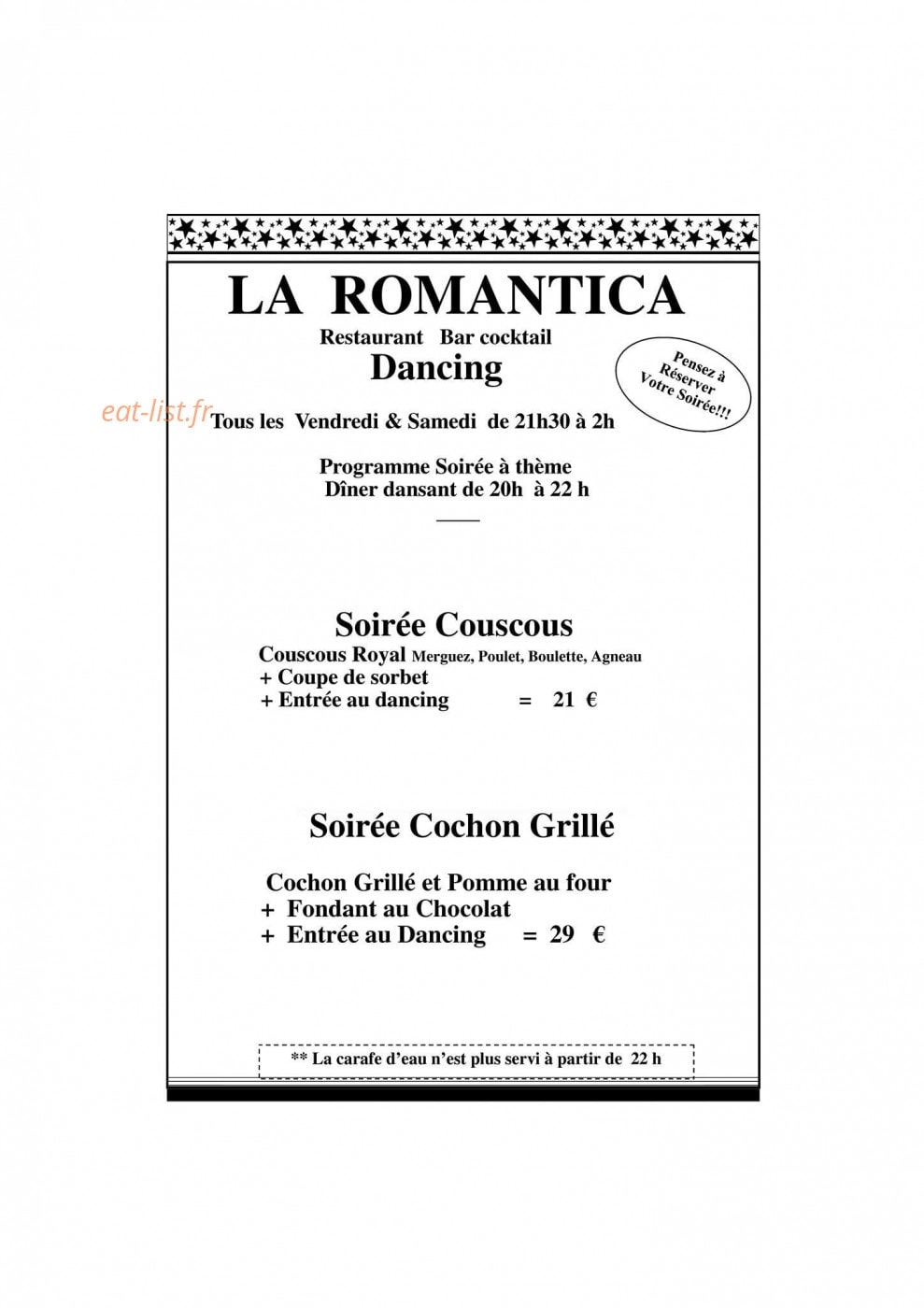 La Romantica — carte page 1