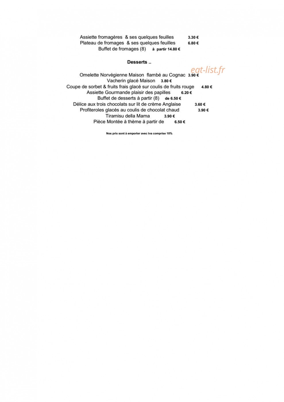 Restaurant Sabatini — carte page 2